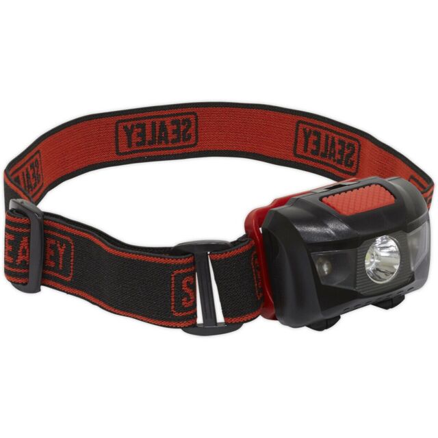 Loops 3W LED Head Torch Spotlight - Adjustable Headband - White LED & 2 x Red LEDs - image 1