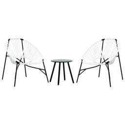 Berkfield Home Garden Chair Set 3 pcs Black & White Poly Rattan - thumbnail 2