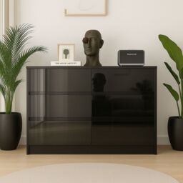 Harmin High Gloss Sleek Handleless 6 Drawer Chest Of Drawers in Black - thumbnail 2