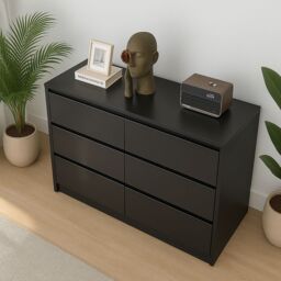 Harmin High Gloss Sleek Handleless 6 Drawer Chest Of Drawers in Black - thumbnail 3