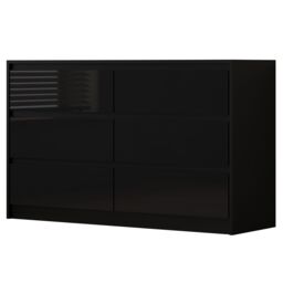 Harmin High Gloss Sleek Handleless 6 Drawer Chest Of Drawers in Black - thumbnail 7