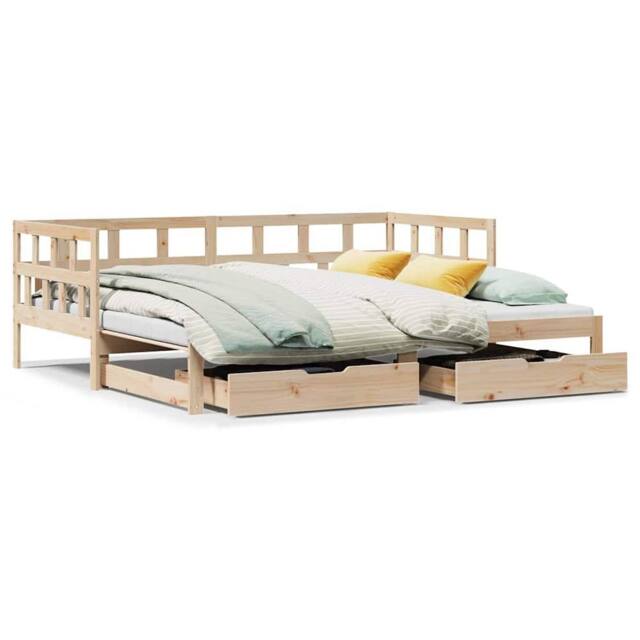 Berkfield Home Daybed with Trundle & Drawers without Mattress 80x200 cm in Light Tan - image 1