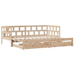 Berkfield Home Daybed with Trundle & Drawers without Mattress 80x200 cm in Light Tan - thumbnail 3