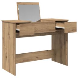 Berkfield Home Dressing Table with Mirror Artisan Oak 100x45x76 cm in Beige - Size: 100 x 45 x 76 cm - thumbnail 6
