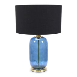 ValueLights Leigh Black with Metallic Gold Shade with Navy Blue Glass & Gold Table Lamp - thumbnail 2