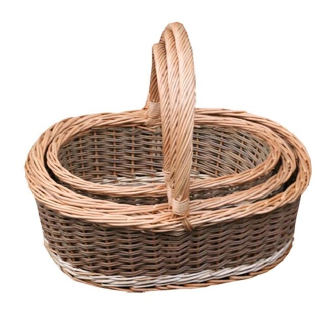 Red Hamper Wicker Set of 3 Pennine Shopping Baskets in Brown - image 1