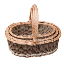 Red Hamper Wicker Set of 3 Pennine Shopping Baskets in Brown - thumbnail 1