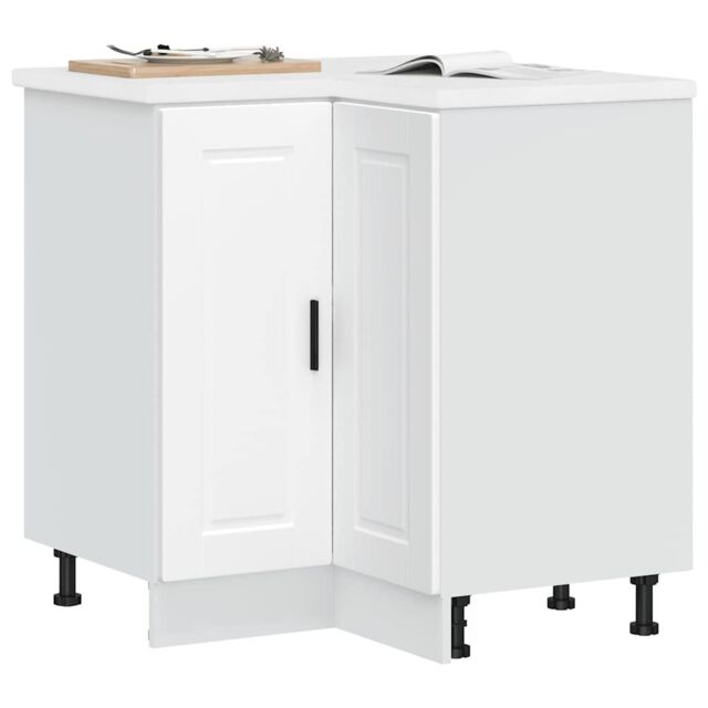 Berkfield Home Kitchen Corner Base Cabinet Porto White Engineered Wood - image 1