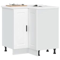 Berkfield Home Kitchen Corner Base Cabinet Porto White Engineered Wood - thumbnail 1