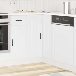 Berkfield Home Kitchen Corner Base Cabinet Porto White Engineered Wood - thumbnail 3