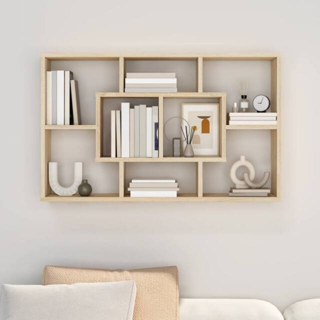Berkfield Home Wall Shelf Sonoma Oak 85x16x52.5 cm Engineered Wood in Light Tan - image 1