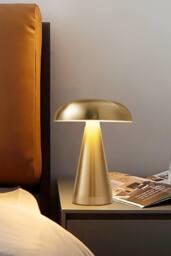 H&O Direct Mushroom Shape Rechargeable Dimmable Table Lamp Night Light in Gold - thumbnail 3