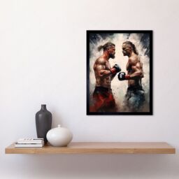 "Artery8 Wall Art Print Cage Fight Oil Paint Artwork Combat Mixed Martial Arts Boxing Wrestling Art Framed in Black - Size: W12"" x H16""" - thumbnail 2