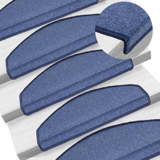 Berkfield Home Carpet Stair Treads 15 pcs Blue 65x24x4 cm - Size: Medium - image 1
