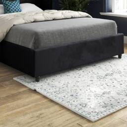 Casani Tirley Curved Winged Upholstered Black Soft Velvet Designer Bed Frame - Size: Single - thumbnail 7