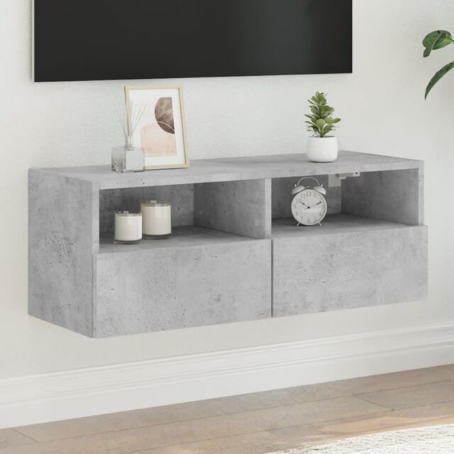 Berkfield Home TV Wall Cabinet Concrete Grey 80x30x30 cm Engineered Wood - Size: 80 x 30 x 30 cm - image 1