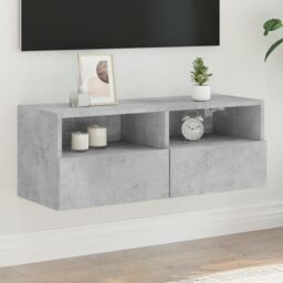 Berkfield Home TV Wall Cabinet Concrete Grey 80x30x30 cm Engineered Wood - Size: 80 x 30 x 30 cm - thumbnail 1