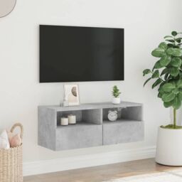 Berkfield Home TV Wall Cabinet Concrete Grey 80x30x30 cm Engineered Wood - Size: 80 x 30 x 30 cm - thumbnail 3