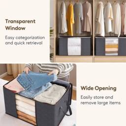 Havendro Gray 6x 60L Zipped Clothes Storage Bags Underbed Wardrobe Organizer in Grey - thumbnail 5