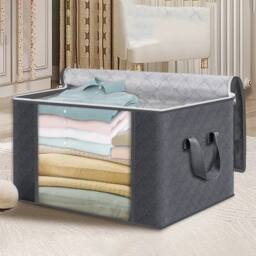 Havendro Gray 6x 60L Zipped Clothes Storage Bags Underbed Wardrobe Organizer in Grey - thumbnail 4