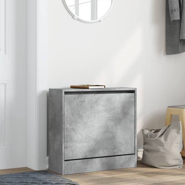 Berkfield Home Shoe Cabinet Concrete Grey 60x21x57 cm Engineered Wood - Size: 60 x 21 x 57 cm - image 1