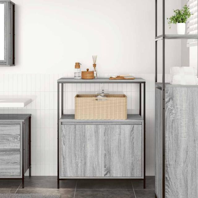 Berkfield Home Durable Bathroom Cabinet with Shelves Grey Sonoma 76.5x35x95 cm - image 1