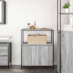 Berkfield Home Durable Bathroom Cabinet with Shelves Grey Sonoma 76.5x35x95 cm - thumbnail 1