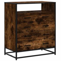 Berkfield Home Drawer Cabinet Smoked Oak 70x41x83.5 cm Engineered Wood in Brown - thumbnail 2