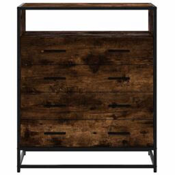 Berkfield Home Drawer Cabinet Smoked Oak 70x41x83.5 cm Engineered Wood in Brown - thumbnail 4