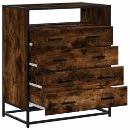 Berkfield Home Drawer Cabinet Smoked Oak 70x41x83.5 cm Engineered Wood in Brown - thumbnail 5