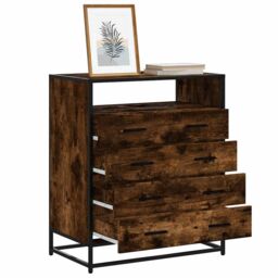 Berkfield Home Drawer Cabinet Smoked Oak 70x41x83.5 cm Engineered Wood in Brown - thumbnail 1