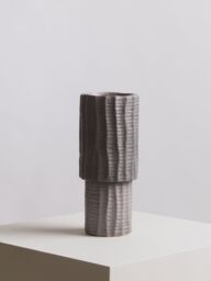 Orsina Textured Large Vase, Contemporary Design Flower Vase, Tiered Design Modern Vase for a Variety of Decors in Grey - thumbnail 3