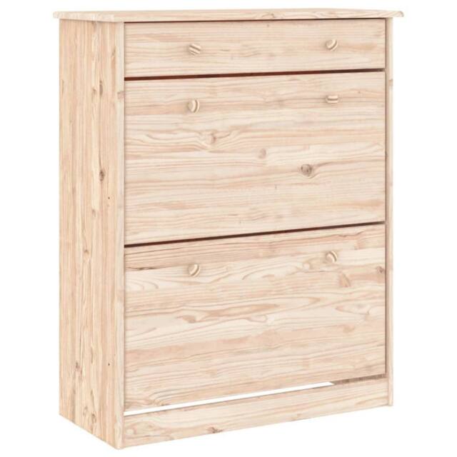 Berkfield Home Shoe Cabinet ALTA 77x35x96 cm Solid Wood Pine in Natural - Size: 77 x 35 x 96 cm - image 1