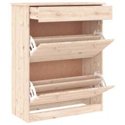 Berkfield Home Shoe Cabinet ALTA 77x35x96 cm Solid Wood Pine in Natural - Size: 77 x 35 x 96 cm - thumbnail 3
