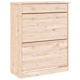 Berkfield Home Shoe Cabinet ALTA 77x35x96 cm Solid Wood Pine in Natural - Size: 77 x 35 x 96 cm