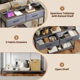 FORGEVIO 110 cm Narrow Entryway Table with 2 Drawers Console Table in Grey - thumbnail 5