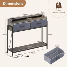 FORGEVIO 110 cm Narrow Entryway Table with 2 Drawers Console Table in Grey - thumbnail 2