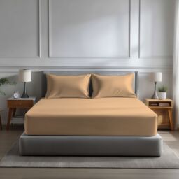 Snug City Microfibre Soft Touch Fitted Sheet 40cm Extra Deep Skirt Plain Dyed Bed Linen in Beige - Size: Double - thumbnail 1
