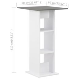 Berkfield Home Bar Table White & Anthracite Grey 60x60x110 cm - Size: 60 x 60 x 110 cm - thumbnail 6