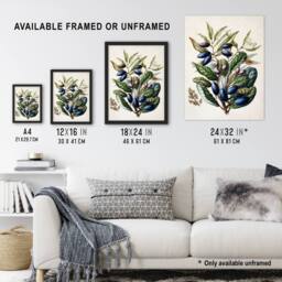 Artery8 New Zealand Taraire Fruit Branch Featon Framed Wall Art Print in Beige - Size: A4 - thumbnail 3