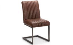 netfurniture Orleans Chair - Brown Faux Leather & Square Gunmetal