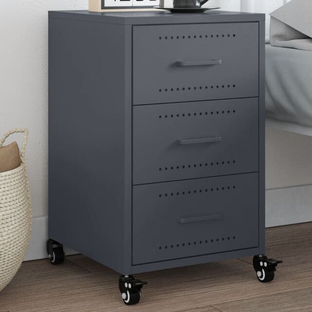 Berkfield Home Bedside Cabinet Anthracite 36x39x59 cm Steel in Black - Size: 36 x 39 x 59 cm - image 1