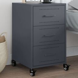 Berkfield Home Bedside Cabinet Anthracite 36x39x59 cm Steel in Black - Size: 36 x 39 x 59 cm - thumbnail 1