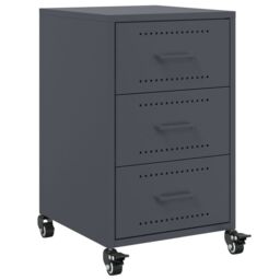 Berkfield Home Bedside Cabinet Anthracite 36x39x59 cm Steel in Black - Size: 36 x 39 x 59 cm - thumbnail 2