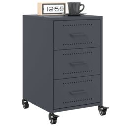 Berkfield Home Bedside Cabinet Anthracite 36x39x59 cm Steel in Black - Size: 36 x 39 x 59 cm - thumbnail 4