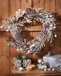 Dibor Giant Snowdrift Xmas Decor Wreath Front Door Christmas Wreath 50cm in White - thumbnail 4