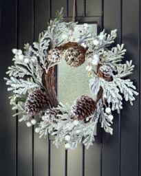 Dibor Giant Snowdrift Xmas Decor Wreath Front Door Christmas Wreath 50cm in White