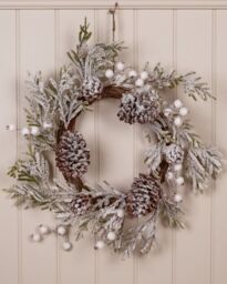 Dibor Giant Snowdrift Xmas Decor Wreath Front Door Christmas Wreath 50cm in White - thumbnail 3