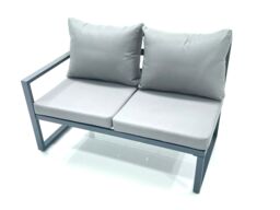 Fimous Aluminum Outdoor Garden Furniture Set Corner Sofa 2 Big Footstools Adjustable Rising Lifting Dining Table Sets Dark Grey - thumbnail 4