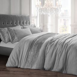 Intimates Diamante Orleans Duvet Cover & Pillowcase Set in Silver - Size: Single